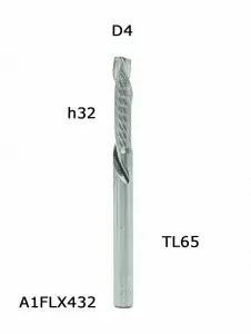 A1FLX432. Фреза компрессионная однозаходная D4 h32 TL65