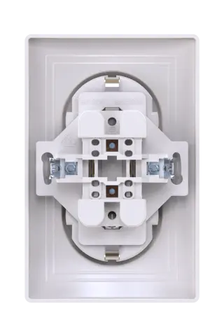 Розетка скрытой установки CADUCEUS ALING PRESTIGE, двойная, с заземлением, без шторок, с пластиковым основанием, 16А, 250В~
