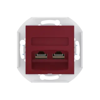 Розетка скрытой установки CADUCEUS ALING PRESTIGE двойная, компьютерная с модулями Keystone RJ45 8P8C, cat.5e, FTP, механизм