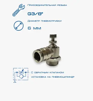 Пневмодроссель П-ДР1-3/8-6Ц