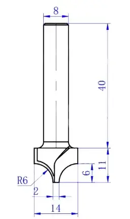 956-1252. 32-Фреза пазовая фасонная D12 H10 R5 TL55 Х8