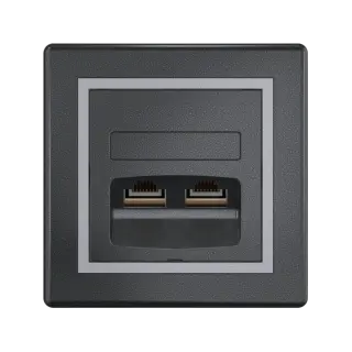 Розетка скрытой установки CADUCEUS ALING PRESTIGE двойная компьютерная с модулями Keystone RJ45 8P8C, cat.6, FTP