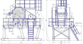 Дробилка щековая АДЩ-500 (ЩДС- 6х9) на рамной конструкции (агрегат)