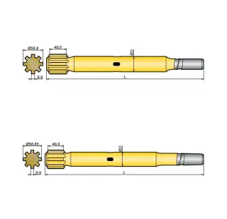 Хвостовик аналог Sandvik/Tamrock HL 500, HL 500 S, HL 550 S, HL 560 S