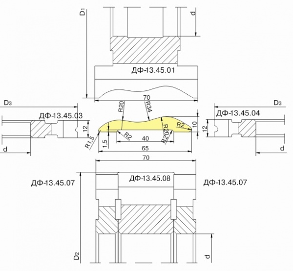 Комплект фрез для изготовления фасонных изделий ДФ-13.45