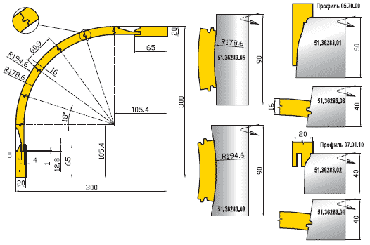 Фрезы и ножи Иберус для профилирования радиусных мебельных фасадов (48.XXX.XX, 51.XXX.XX, 83.XXX.XX)