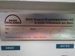 4-х красочную офсетную машину MAN Roland 204T OB, 1995 г.в, 42 млн. оттисков в Минске