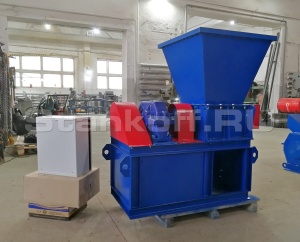 Двухвальный шредер для пластика, резины, древесины, бумаги, стекла ДШВ-мини 400