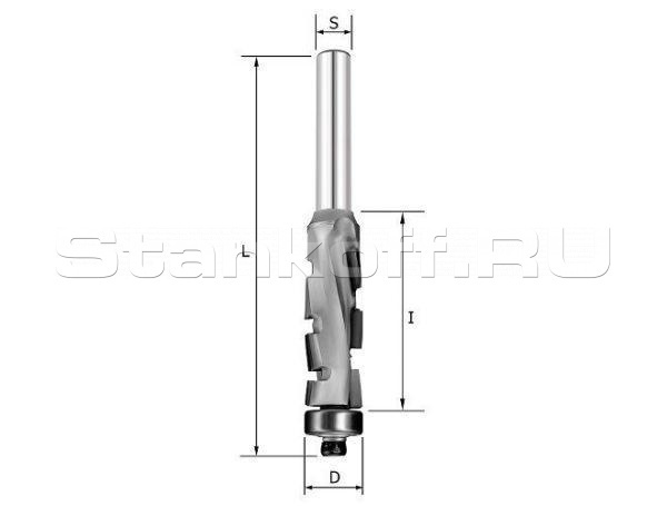 Фреза прямая алмазная Rotis Z1+1 (ниж. подшипник) D=12.7x25x70 S=12 ROTIS 110.122512BB