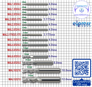 Твёрдосплавные фрезы для цветных металлов (2 зуба)