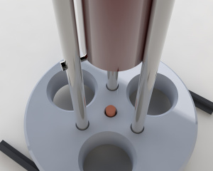 Испытательный стенд для контроля устойчивости к удару деталей игрушки, имитирующих защитные средства"