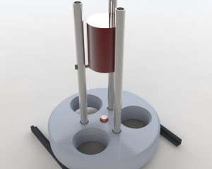 Испытательный стенд для контроля устойчивости к удару деталей игрушки, имитирующих защитные средства"