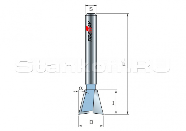 Фреза ласточкин хвост 14гр. Z=2 D=12,7x13 S=8 TIDEWAY LC03030808