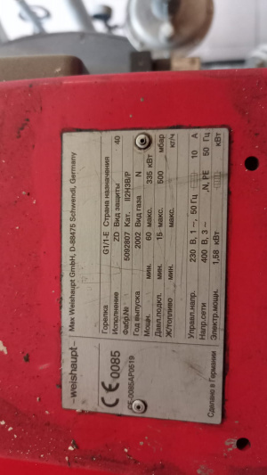 два газовых нагревателя термомасла WTO-200-40-1V с газовыми горелками Weishaupt WG 30N/1-C ZM-LN (40-350 кВт) и G1/1-T ZD (60-335