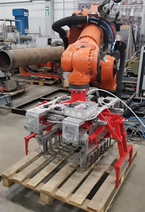 Клещевой захват для мешков и паллет на промышленный робот