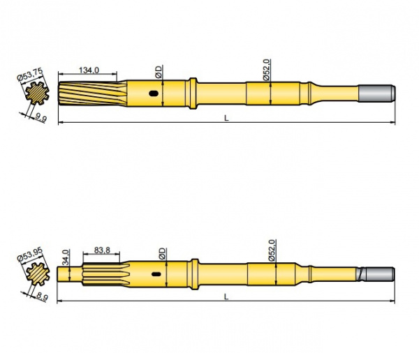 Хвостовик аналог Atlas Copco COP 1240EX, COP 1338EX