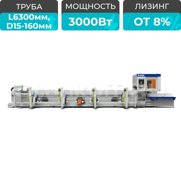 Оптоволоконный лазерный труборез с наклонной головой A16-CA/3000 Raycus 5-Axis и автоматической системой погрузки