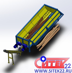 Бункерный окорочный станок БОС для групповой окорки древесины