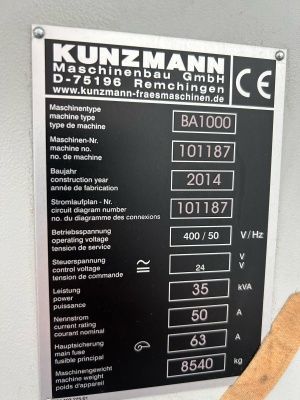 3-х осевой обрабатывающий центр KUNZMANN - BA 1000