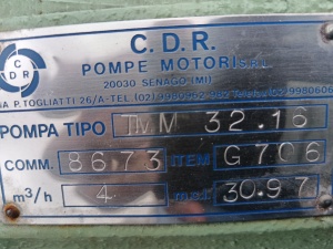 Нефтяной насос C.D.R. TMM 32.16 с хранения
