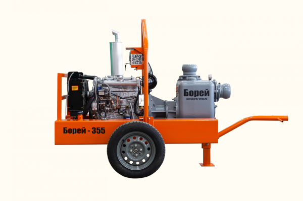 Борей-355 (Диз.установка 4ц, 46л.с., 1800 об., 350м3/час, 34 м.в.с., абр.10%, т.ч. 76мм)