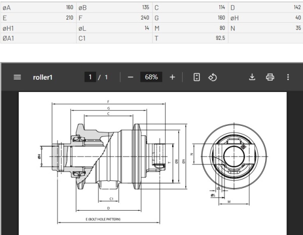 Опорный каток VA380 для спецтехники