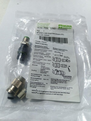 7000-12481-0000000, M12 Вилка, 4 контакта, Murr Electronic