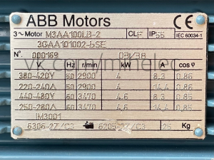 Электродвигатель 4 кВт 2900 об/мин, ABB Motors M3AA100LB-2 3GAA101002-bSE, фланец