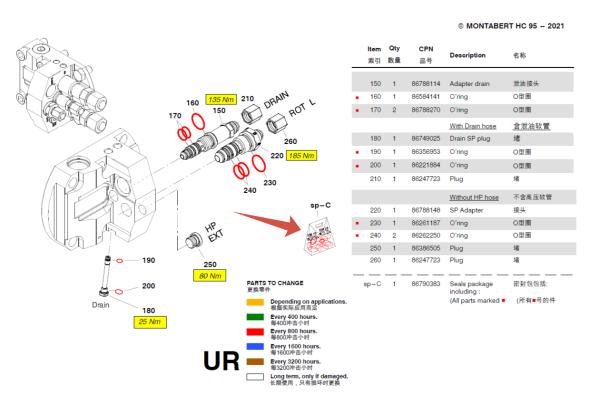 86790383 Комплект уплотнений SP-C Montabert HC95