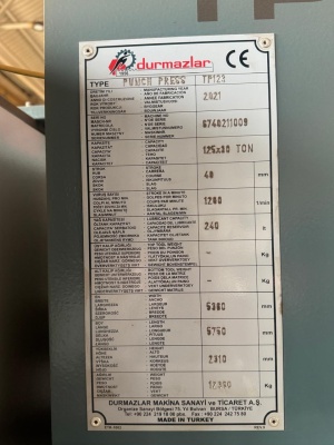 Координатно-пробивной пресс Durma TP123