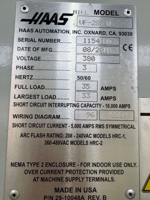 Фрезерный обрабатывающий центр Haas VF-2ss