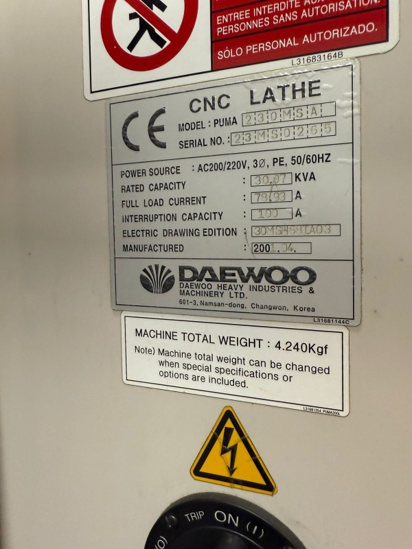 Токарный станок с осью C DOOSAN - PUMA 230 MSA