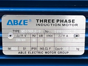 Электродвигатель ABLE MS100L2-2 4 кВт 2880 об/мин (4.0 квт 3000 оборотов в минуту) IMB35 (IM2081)