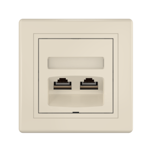 Розетка скрытой установки CADUCEUS ALING PRESTIGE двойная компьютерная с модулями Keystone RJ45 8P8C, cat.6, FTP