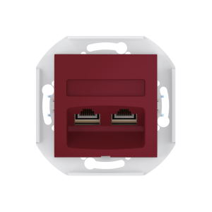 Розетка скрытой установки CADUCEUS ALING PRESTIGE двойная, компьютерная с модулями Keystone RJ45 8P8C, cat.5e, FTP, механизм