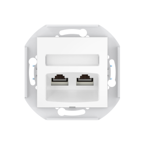 Розетка скрытой установки CADUCEUS ALING PRESTIGE двойная компьютерная с модулями Keystone RJ45 8P8C, cat.6, UTP, механизм