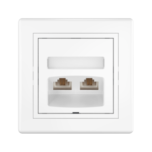 Розетка скрытой установки CADUCEUS ALING PRESTIGE с модулями Keystone 2хRJ12 6P6C cat. 3, двойная, телефонная