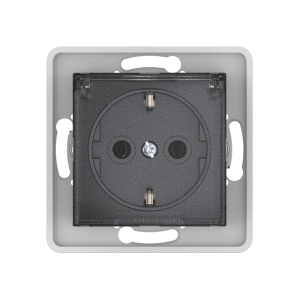 Механизм розетки скрытой установки CADUCEUS ALING PRESTIGE с заземлением, без шторок, с крышкой с пластиковым основанием, 16А, 250В~