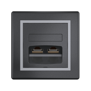 Розетка скрытой установки CADUCEUS ALING PRESTIGE двойная, компьютерная с модулями Keystone RJ45 8P8C, cat.5e, FTP