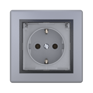 Розетка скрытой установки CADUCEUS ALING PRESTIGE, с заземлением, без шторок, с крышкой, с керамическим основанием, 16А, 250В~