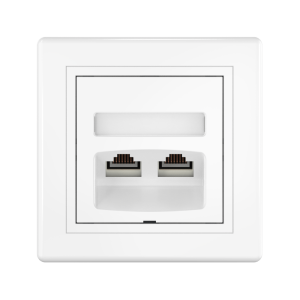 Розетка скрытой установки CADUCEUS ALING PRESTIGE двойная компьютерная с модулями Keystone RJ45 8P8C cat.6, UTP
