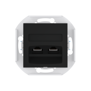 Розетка скрытой установки CADUCEUS ALING PRESTIGE двойная, компьютерная с модулями Keystone RJ45 8P8C, cat.5e, UTP, механизм