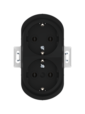 Механизм двойной встраиваемой розетки CADUCEUS ALING EON с заземлением, без шторок, с пластиковым основанием, 16А, 250В~