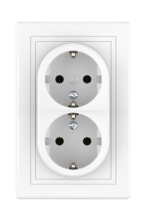 Розетка скрытой установки CADUCEUS ALING PRESTIGE, двойная, с заземлением, без шторок, с пластиковым основанием, 16А, 250В~