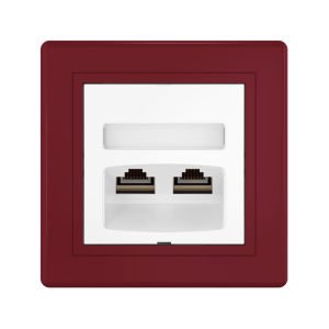 Розетка скрытой установки CADUCEUS ALING PRESTIGE двойная компьютерная с модулями Keystone RJ45 8P8C, cat.6, FTP