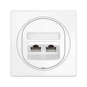 Розетка скрытой установки двойная компьютерная CADUCEUS ALING EON с модулями Keystone RJ45 8P8C, cat.6, UTP