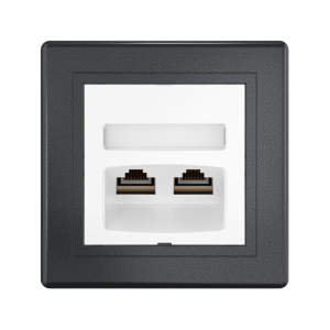 Розетка скрытой установки CADUCEUS ALING PRESTIGE двойная, компьютерная с модулями Keystone RJ45 8P8C, cat.5e, FTP