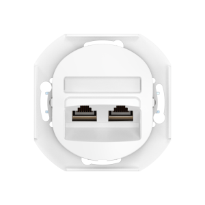Встраиваемая двойная компьютерная розетка CADUCEUS ALING EON с модулями Keystone RJ45 8P8C cat.5e FTP, механизм