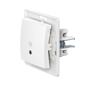 Механизм встраиваемого кнопочного выключателя CADUCEUS ALING PRESTIGE с символом «Свет», с индикацией, 10АХ, 250В~