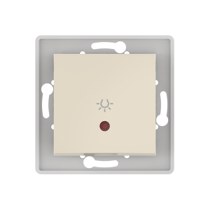 Механизм встраиваемого кнопочного выключателя CADUCEUS ALING PRESTIGE с символом «Свет», с индикацией, 10АХ, 250В~